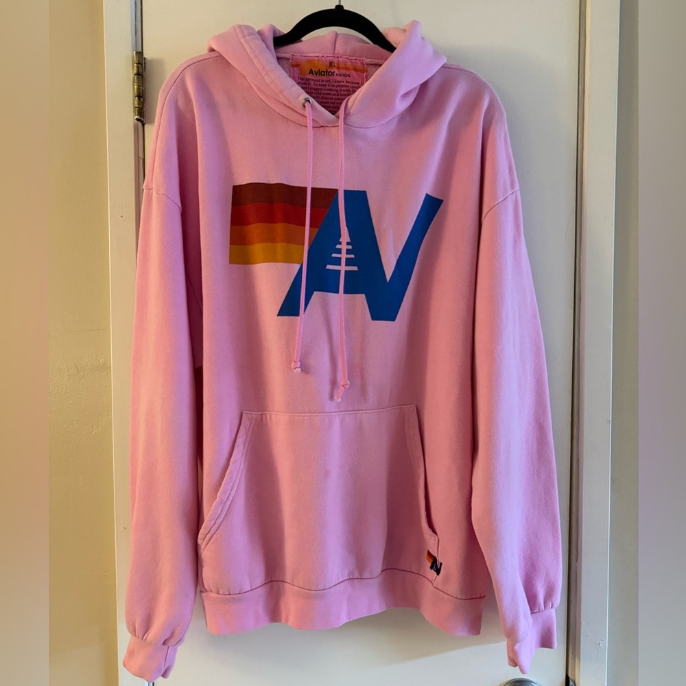 Aviator Nation Logo Pink Pullover Hoodie